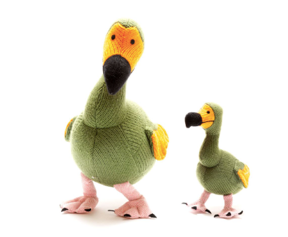 Knitted Dodo – Moss Green with Orange Bob Tail