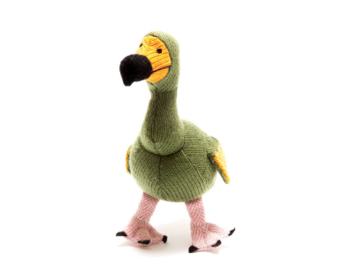 Knitted Dodo – Moss Green with Orange Bob Tail