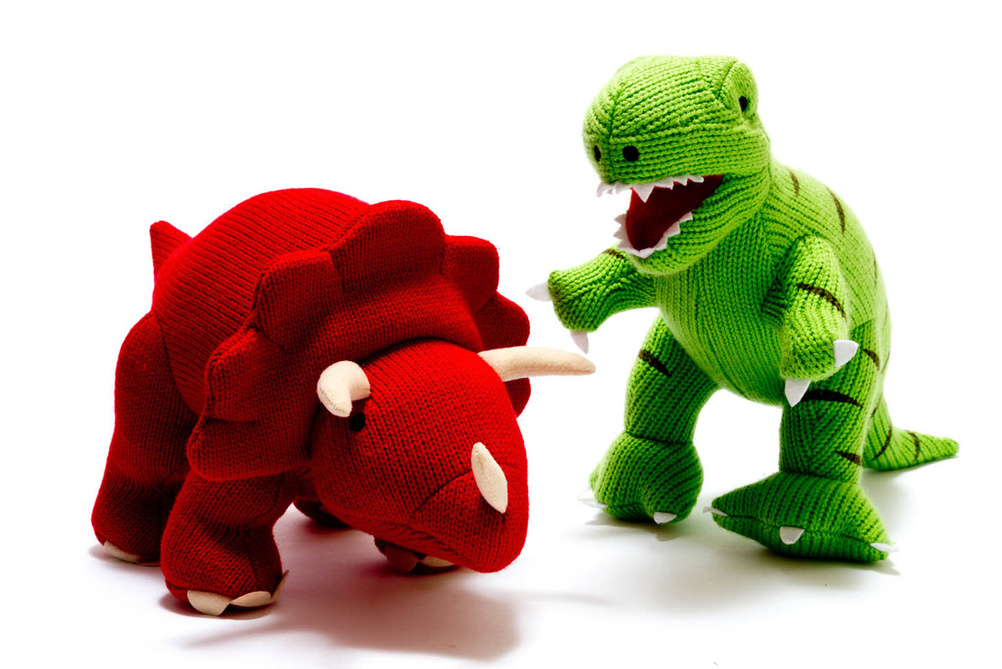 Triceratops Knitted Dinosaur – Red