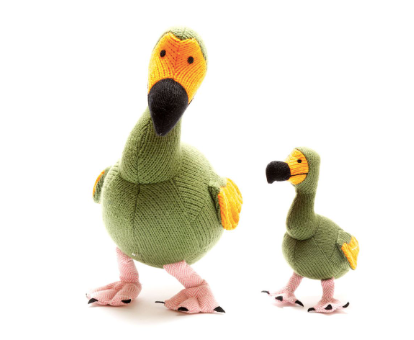 Knitted Dodo – Moss Green with Orange Bob Tail