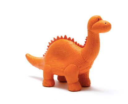 My First Natural Rubber Diplodocus Dinosaur Bath Toy/Teether – Orange