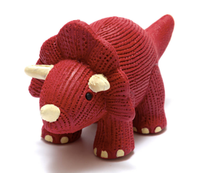 My First Natural Rubber Triceratops Dinosaur Bath Toy/Teether – Red