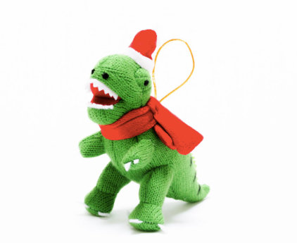 Knitted Green T-Rex Christmas Decoration