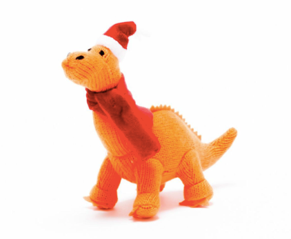 Knitted Orange Diplodocus Christmas Decoration