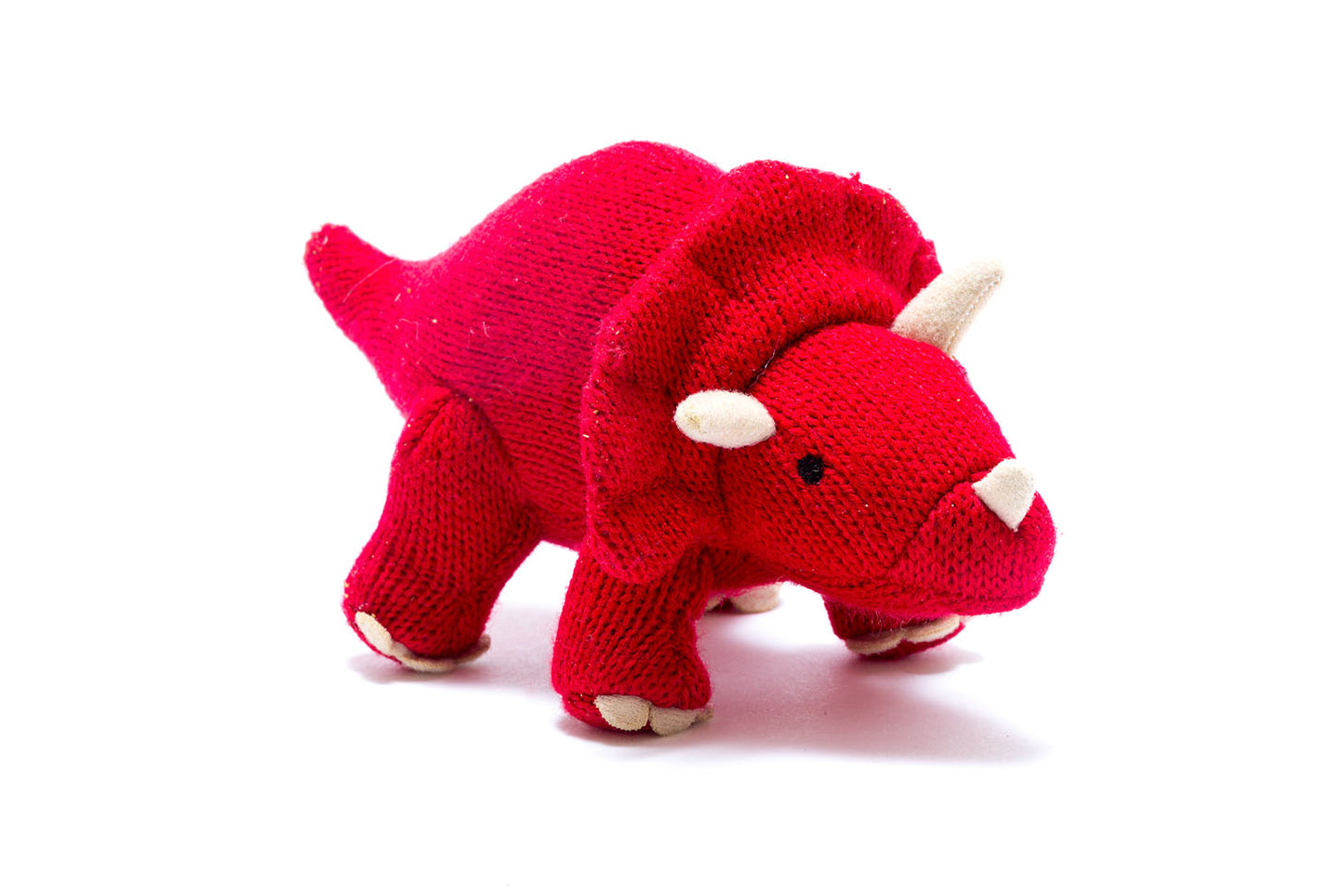 Triceratops Knitted Dinosaur – Red