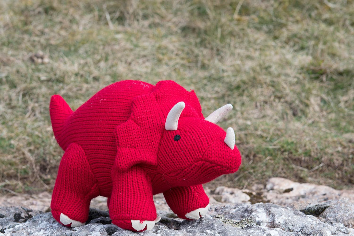 Triceratops Knitted Dinosaur – Red