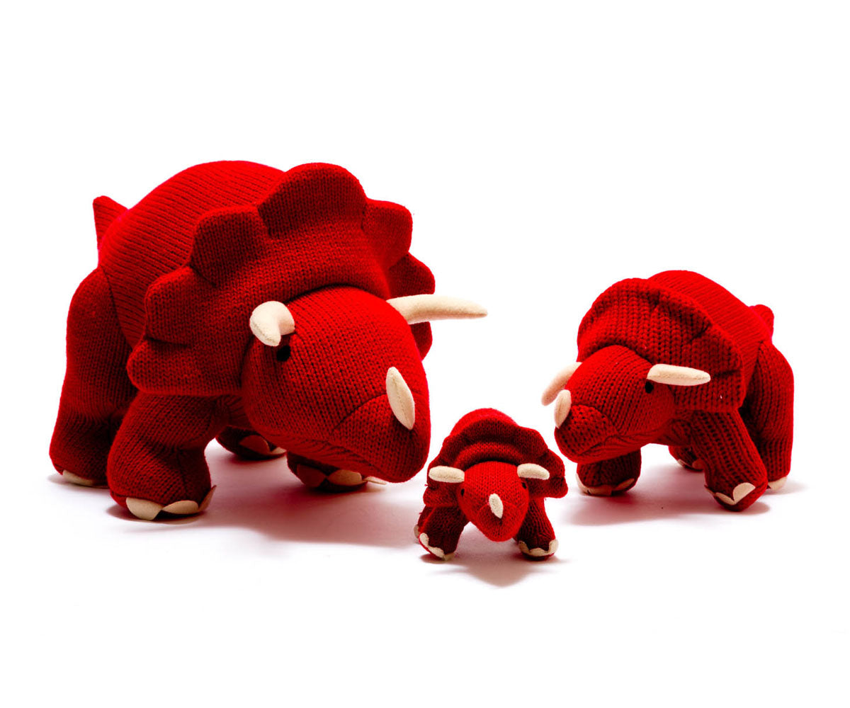 Triceratops Knitted Dinosaur – Red