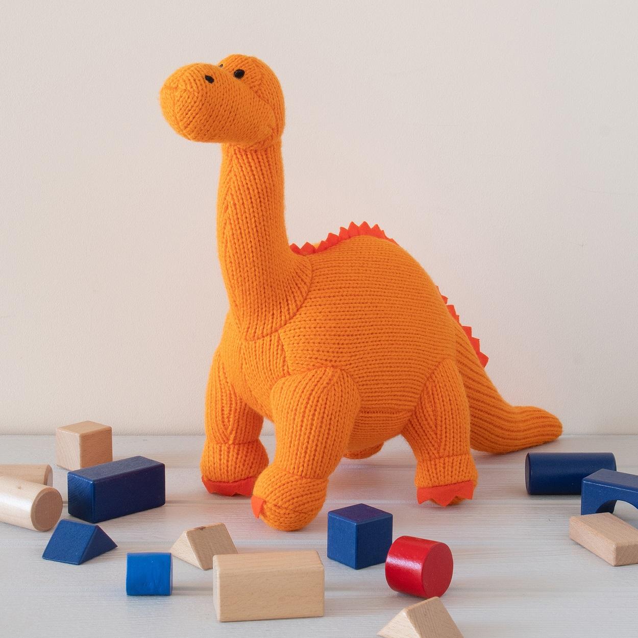 Diplodocus Knitted Dinosaur – Orange