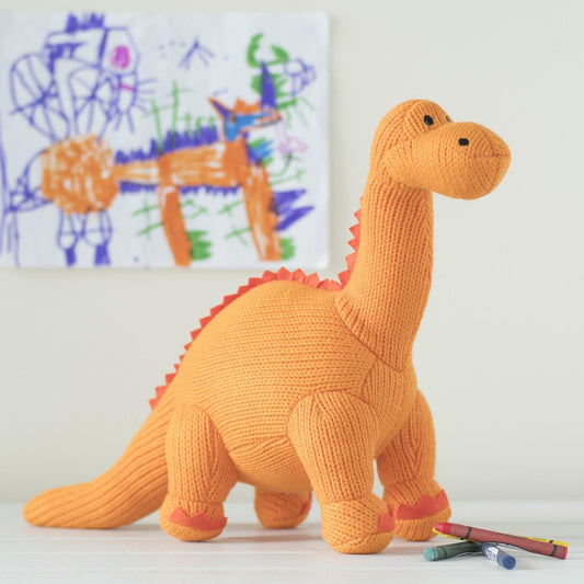 Diplodocus Knitted Dinosaur – Orange