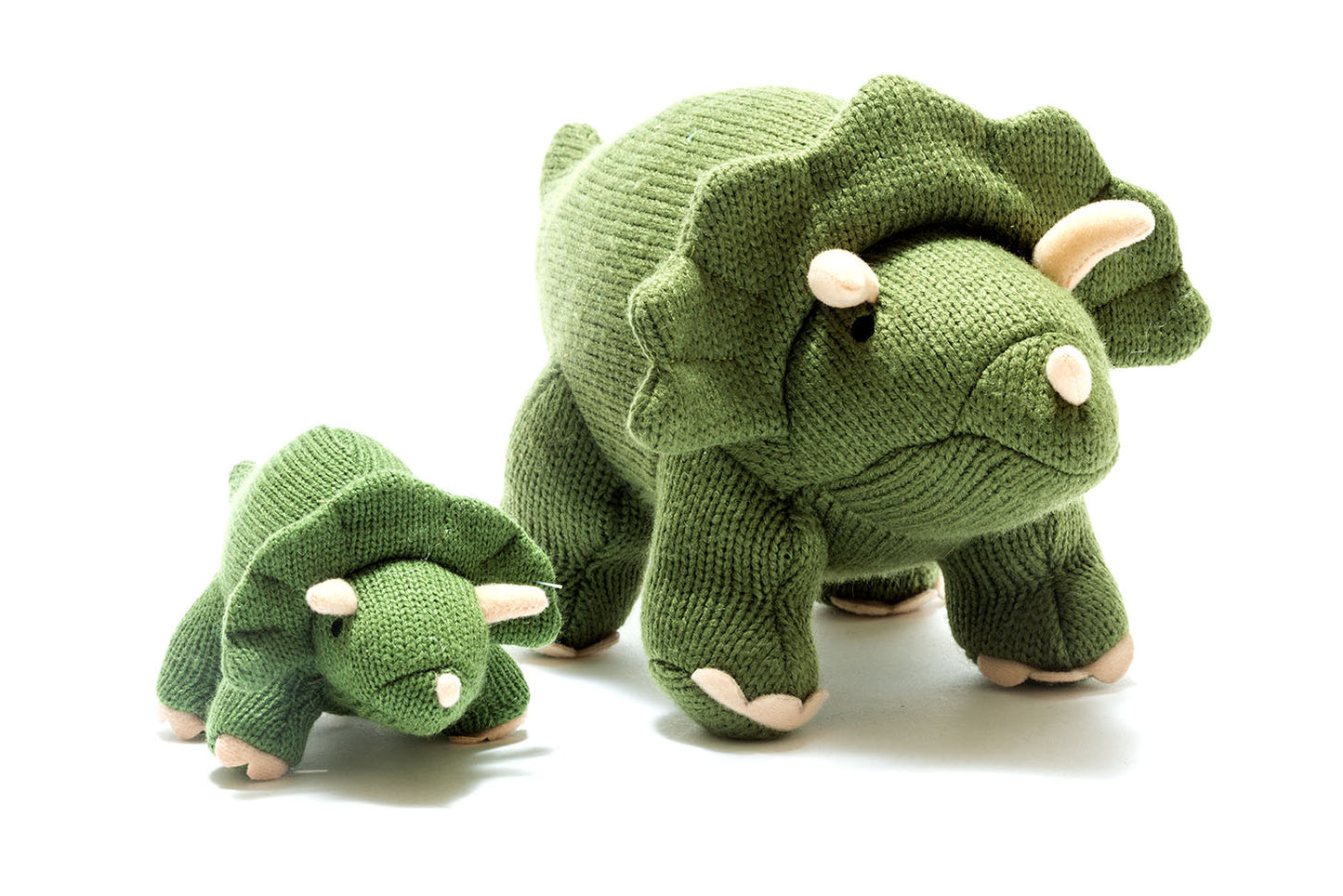 Triceratops Knitted Dinosaur – Green