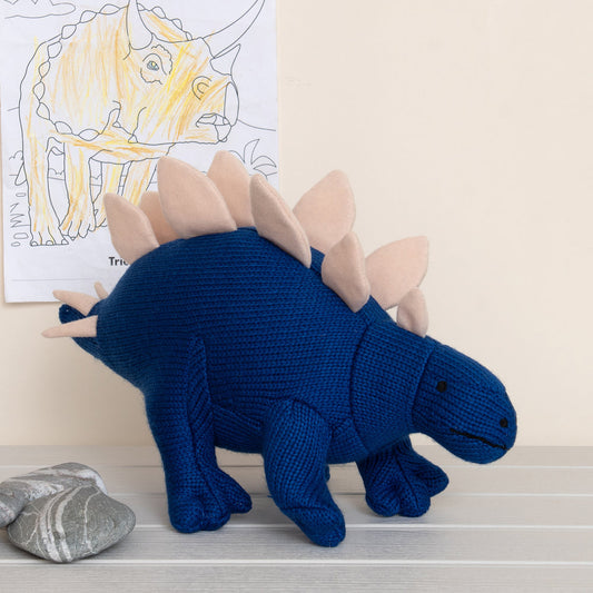 Stegosaurus Knitted Dinosaur – Blue